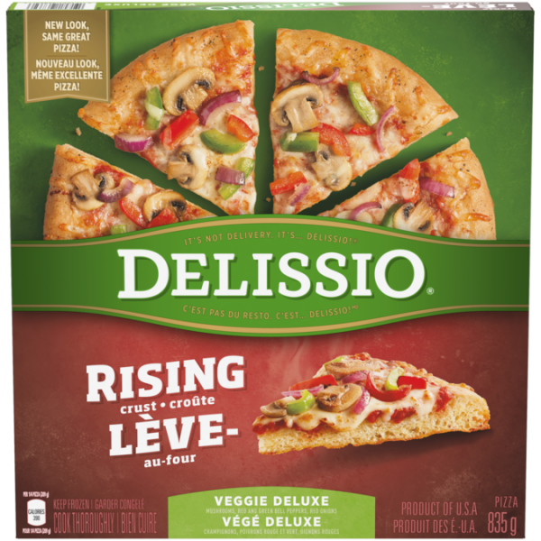 Title text placeholder DELISSIO Rising Crust Deluxe Pizza, 835 grammes.