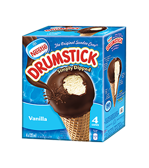 Title text placeholder DRUMSTICK Simply Dipped Vanilla Frozen Desert Cones, Multipack, 4 x 135 ml.
