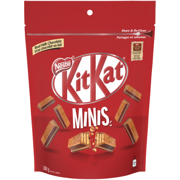 Title text placeholder KIT KAT Chocolate Minis, Resealable Bag, 380 grams.