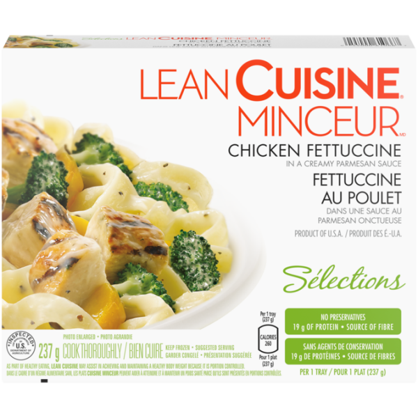 Title text placeholder LEAN CUISINE Grilled Chicken Fettuccine, 237 grams.