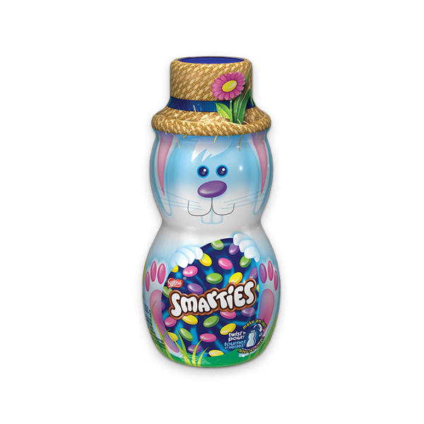 Title text placeholder SMARTIES Candy-Coated Milk Chocolate Bunny Canister, 250 grams.