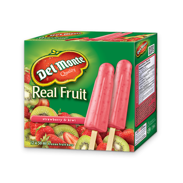 Title text placeholder DEL MONTE Real Fruit Strawberry & Kiwi Frozen Fruit Bars, box of 12 x 50ml