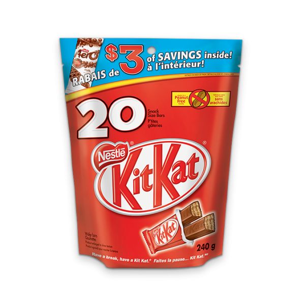 Title text placeholder KIT KAT snack sized chocolate bars, pack of 20 bars, 240 grams.