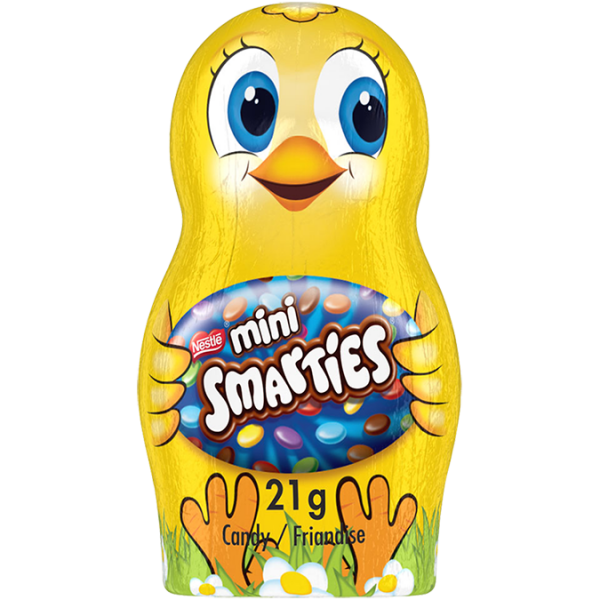 Title text placeholder SMARTIES Mini Chocolate Chick, 21 grams.