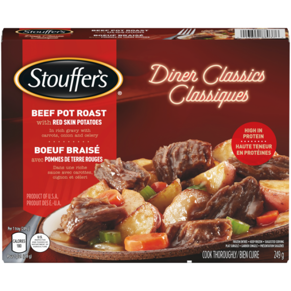 Title text placeholder STOUFFER'S Diner Classics Beef Pot Roast, 249 grams.