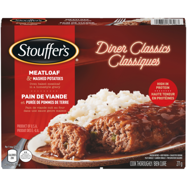 Title text placeholder STOUFFERS Meatloaf and mashed potatoes in a homestyle gravy, 271 grams.