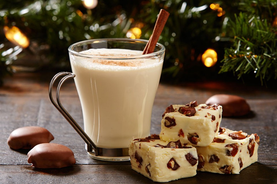 TURTLES Eggnog Fudge recipe. Combine these two holiday favourites, chocolate and eggnog.
