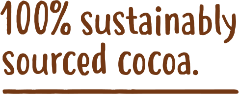 100% sustainably sourced cocoa.